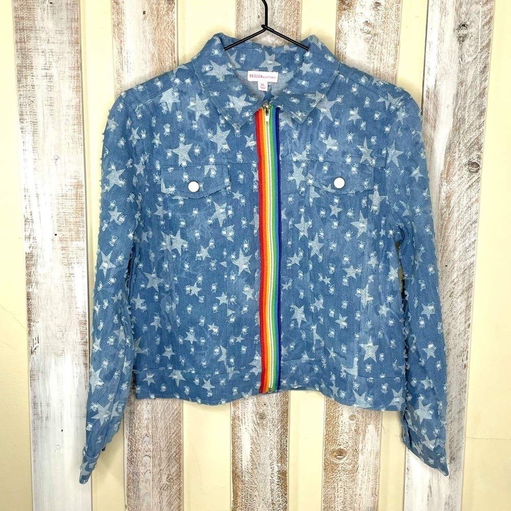 Design History Star Chambray Rainbow Kids Jacket